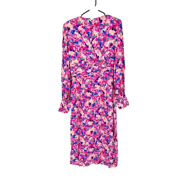 Rebecca Vallance Little Havana Pink Floral Print Long Sleeve Midi Dress Sz 8 NWT - Picture 3 of 5